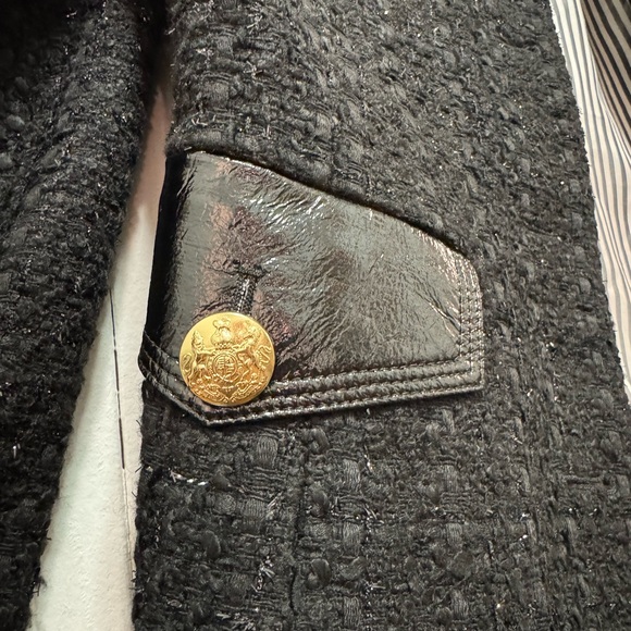 Veronica Beard Elegant Black Tweed Jacket with Gold Military Buttons Size 8 - Picture 5 of 10
